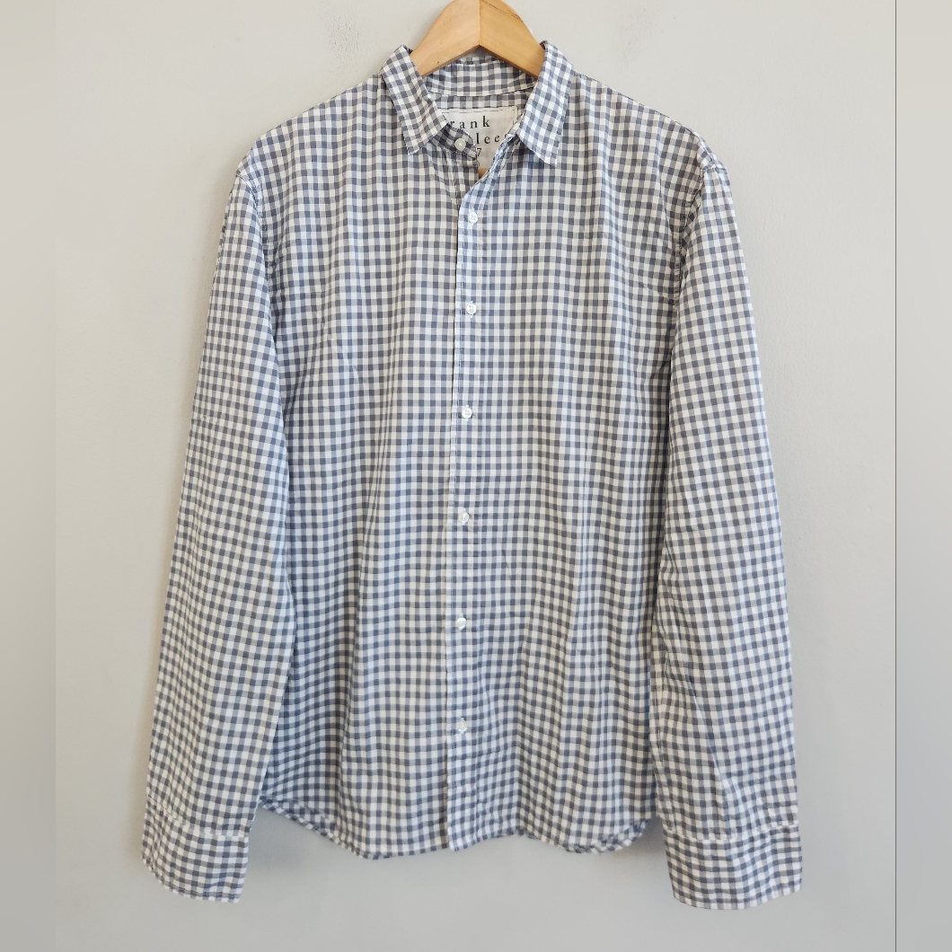Frank & Eileen Plaid Lightweight Button Shirt Gray White Men's Size Large